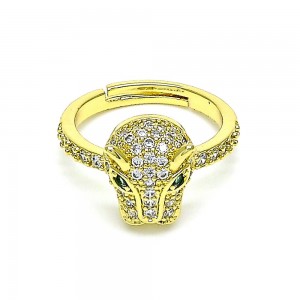 Gold Filled Multi Stone Ring With Green Cubic Zirconia and White Micro Pave Polished Finish Golden Tone