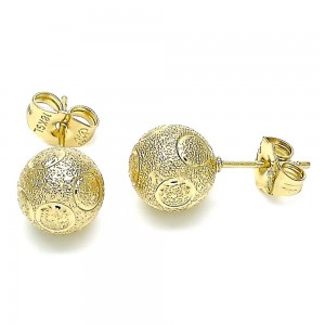 Gold Filled Stud Earrings Matte Finish Golden Tone