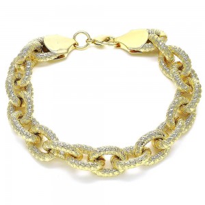 Gold Filled Basic Bracelet Rolo Design Diamond Cutting Finish Golden Tone