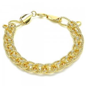 Gold Filled Basic Link Bracelet Polished Finish Golden Tone