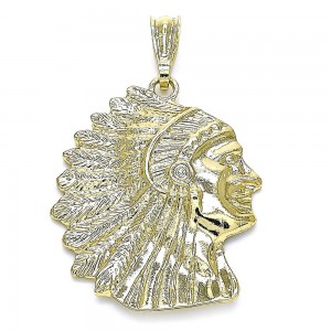 Gold Filled Indian Head Design Pendant Polished Finish Golden Tone