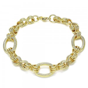 Gold Filled Basic Link Bracelet Polished Finish Golden Tone