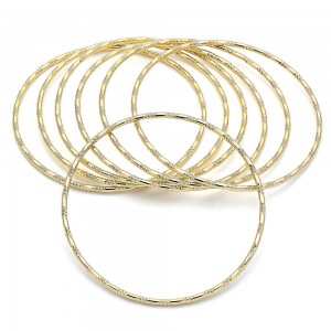 Gold Filled Semanario Bangles Diamond Cutting Finish Golden Tone Size 5