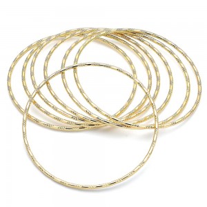 Gold Filled Semanario Bangles Diamond Cutting Finish Golden Tone Size 6