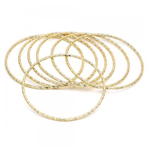 Gold Filled Semanario Bangle Diamond Cutting Finish Golden Tone Size 5
