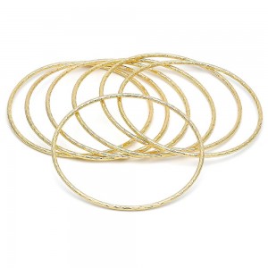 Gold Filled Semanario Bangle Diamond Cutting Finish Golden Tone Size 5