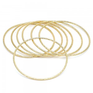 Gold Filled Semanario Bangle Diamond Cutting Finish Golden Tone Size 6