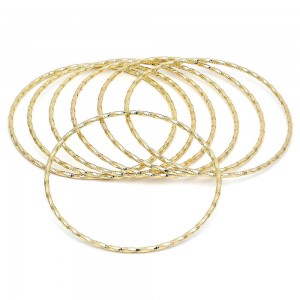 Gold Filled Semanario Bangle Diamond Cutting Finish Golden Tone Size 6