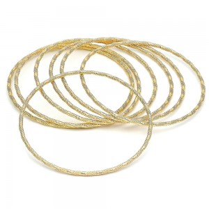 Gold Filled Semanario Bangles Diamond Cutting Finish Golden Tone Size 5