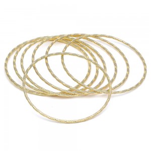 Gold Filled Semanario Bangles Diamond Cutting Finish Golden Tone Size 6