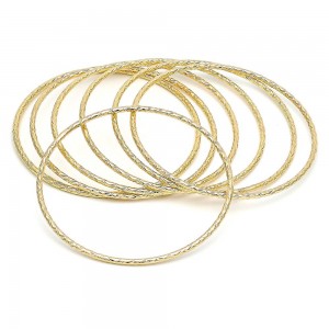 Gold Filled Semanario Bangle Diamond Cutting Finish Golden Tone Size 5
