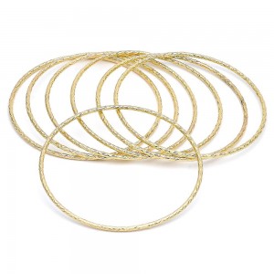 Gold Filled Semanario Bangle Diamond Cutting Finish Golden Tone Size 6