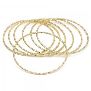 Gold Filled Semanario Bangle Diamond Cutting Finish Golden Tone Size 5