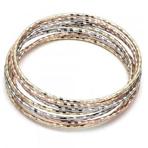 Gold Filled Semanario Bangle Diamond Cutting Finish Tri Tone Size 5