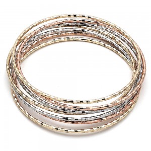 Gold Filled Semanario Bangle Diamond Cutting Finish Tri Tone Size 6