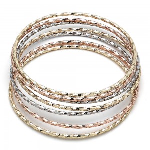Gold Filled Semanario Bangle Diamond Cutting Finish Tri Tone Size 5