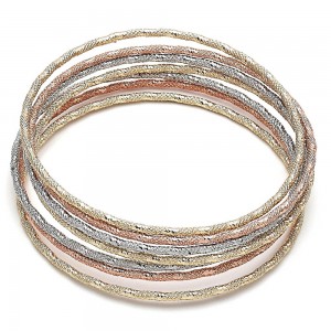 Gold Filled Semanario Bangle Diamond Cutting Finish Tri Tone Size 5