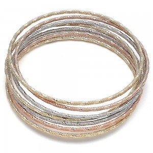 Gold Filled Semanario Bangle Diamond Cutting Finish Tri Tone Size 6