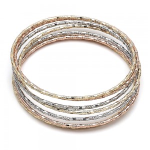 Gold Filled Semanario Bangle Diamond Cutting Finish Tri Tone Size 5