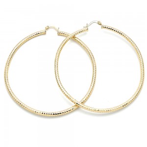 Gold Filled 2x70mm Extra Large Hoop Diamond Cutting Finish Golden Tone