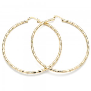 Gold Filled 2x70mm Extra Large Hoop Diamond Cutting Finish Golden Tone