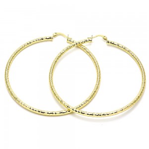 Gold Filled 2x70mm Extra Large Hoop Diamond Cutting Finish Golden Tone