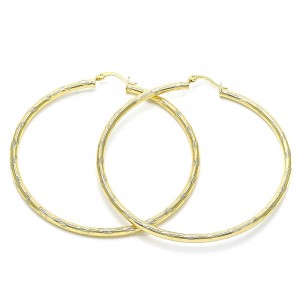 Gold Filled 2x70mm Extra Large Hoop Diamond Cutting Finish Golden Tone