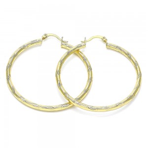 Gold Filled Large Hoop Diamond Cutting Finish Golden Tone