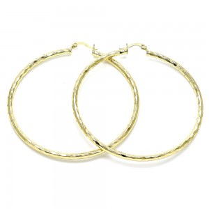 Gold Filled 2x70mm Extra Large Hoop Diamond Cutting Finish Golden Tone