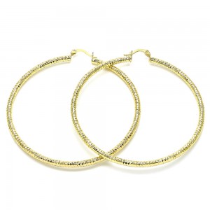 Gold Filled 2x70mm Extra Large Hoop Diamond Cutting Finish Golden Tone