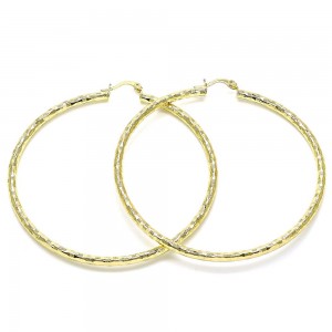 Gold Filled 2x70mm Extra Large Hoop Diamond Cutting Finish Golden Tone