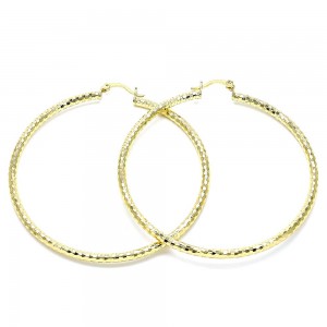 Gold Filled 2x70mm Extra Large Hoop Diamond Cutting Finish Golden Tone