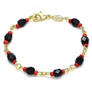 Gold Filled Fancy Baby Bracelet with Black Crystal Polished Golden Finish 5 MM Thickness 6 Inches Length
