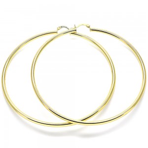 Gold Filled 5x90mm Extra Large Hoop Polished Finish Golden Tone
