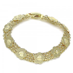 Gold Filled Bracelet Flower and Heart Design Polished Golden Finish