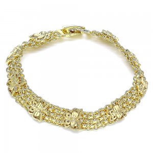 Gold Filled Fancy Bracelet Butterfly Design Polished Golden Tone