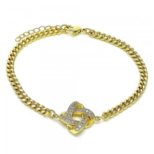 Gold Filled Fancy Bracelet Love Knot Design With White Micro Pave Polished Finish Golden Tone