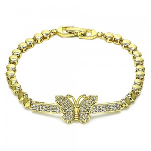 Gold Filled Fancy Bracelet Butterfly Design With White Micro Pave Polished Finish Golden Tone