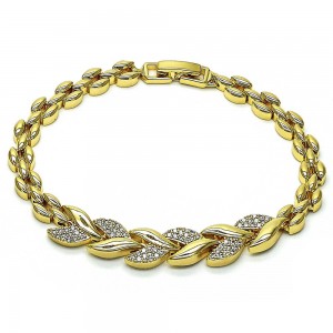 Gold Filled Fancy Bracelet With White Micro Pave Polished Finish Golden Tone