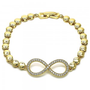 Gold Filled Fancy Bracelet Infinite Design with White Micro Pave Polished Golden Tone