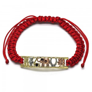 Gold Filled Fancy Bracelet Owl and Evil Eye Design with Black Crystal Polished Tri Tone