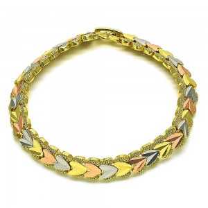 Gold Filled Fancy Bracelet Heart Design Diamond Cutting Finish Tri Tone