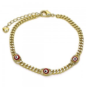 Gold Filled Fancy Bracelet Evil Eye Design Enamel Finish Golden Tone