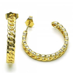 Gold Filled 30mm Medium Hoop Curb Design Polished Golden Tone