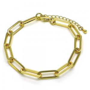 Gold Filled Basic Bracelet Paperclip Design Polished Golden Tone