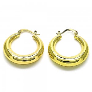 Gold Finish 30mm Medium Hoop Hollow Design Polished Golden Tone