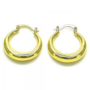 Gold Finish 31mm Medium Hoop Hollow Design Polished Golden Tone