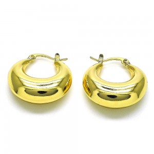 Gold Finish 25mm Medium Hoop Hollow Design Polished Golden Tone