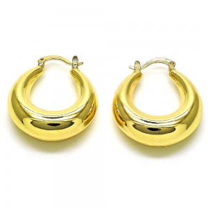 Gold Finish 30mm Medium Hoop Hollow Design Polished Golden Tone