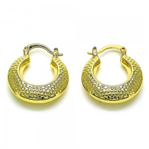 Gold Finish 26mm Small Hoop Hollow Design Diamond Cutting Finish Golden Tone